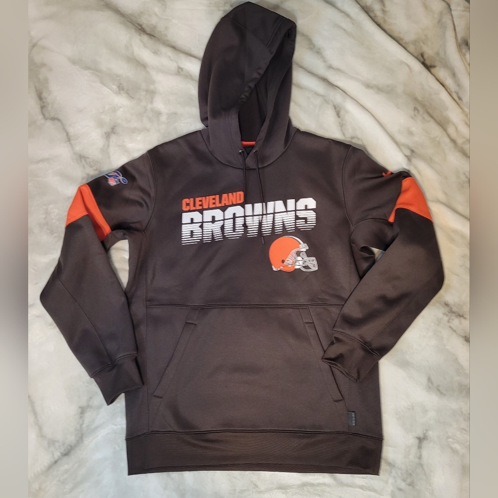 Nike Men's Brown and Orange Cleveland Hoodie